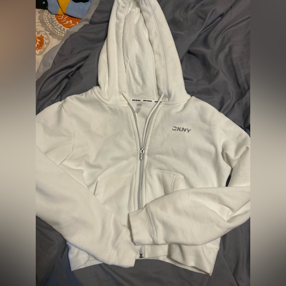 DKNY Ivory Zip-Up Hoodie